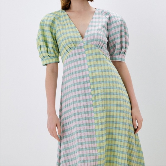 Topshop Dresses & Skirts - Topshop Mix and Match Check Long Sleeve Midi Dress